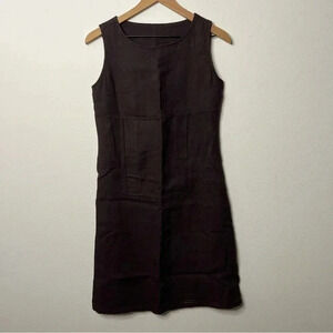 Noolan Linen Sleeveless Sheath Dress Brown XS